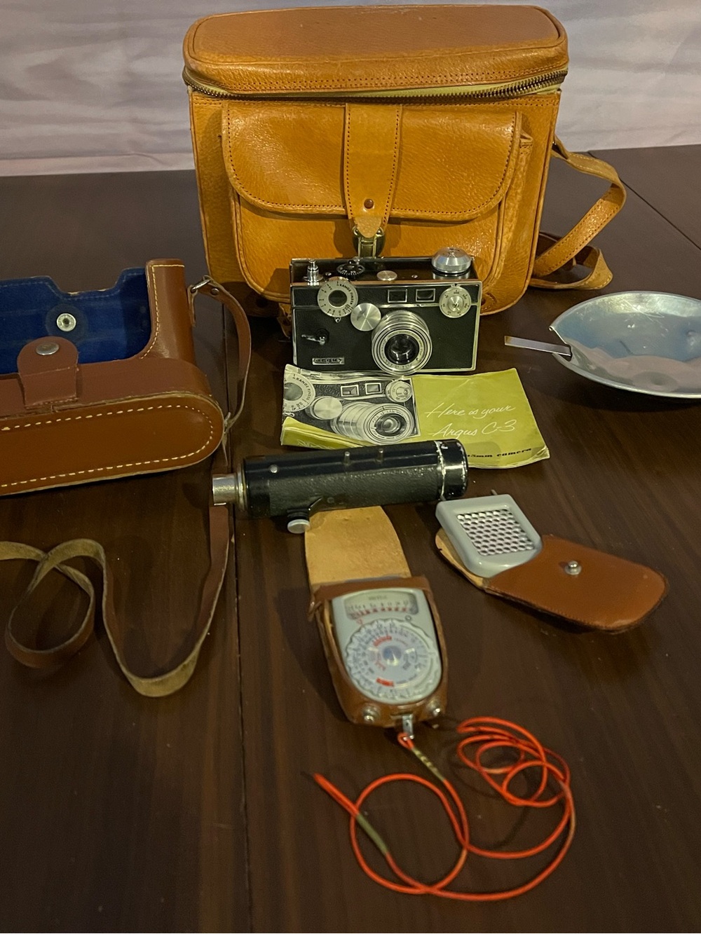 Vintage Argus C3 with Tan Leather Case and all accessories.